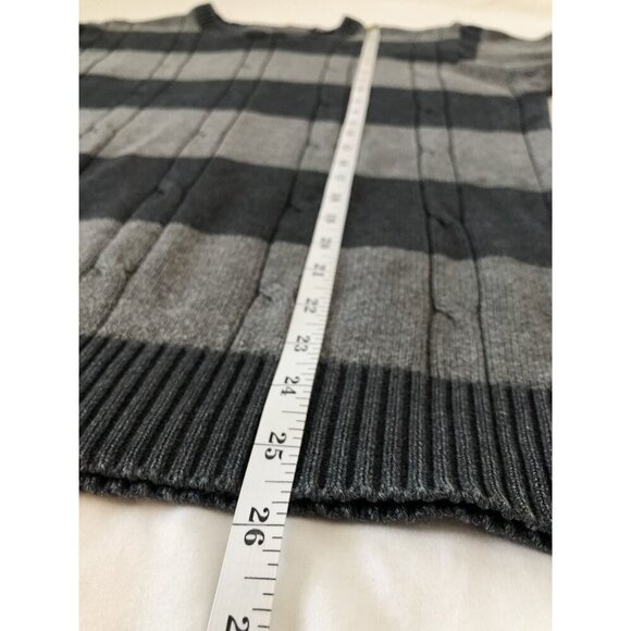 Vintage Oscar De La Renta Men's Striped Cable Knit Sweater Size M Gray Y2k - Picture 6 of 6